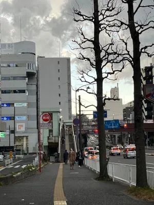 歩道橋を渡ります。