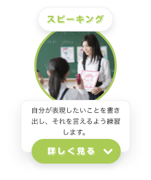 スピーキング　自分が表現したいことを書き出し、それを伝えるよう練習します。　詳しく見る